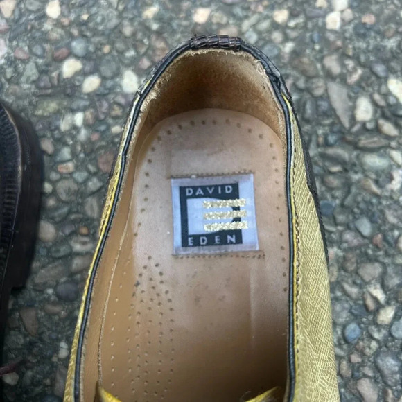 David Eden Genuine Teju Lizard Brown Camel Lace Up Dress Oxfords Shoes Size 11.5 - Picture 6 of 13